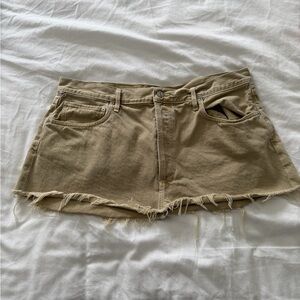 Citizens Of Humanity tan raw hem Jean Skirt